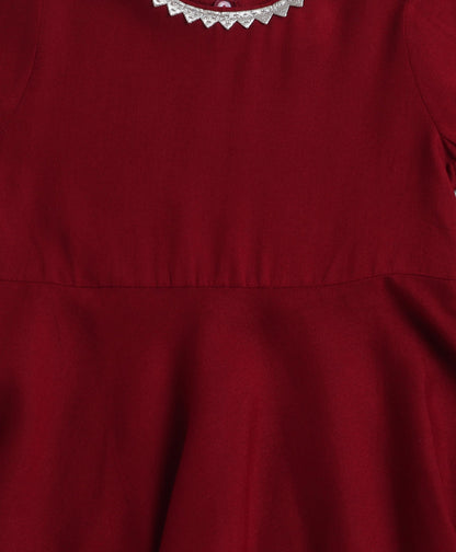 The Magic Wand Rayon Woven Elbow Sleeves Solid Anarkali Kurta with Dhoti Pants- Maroon