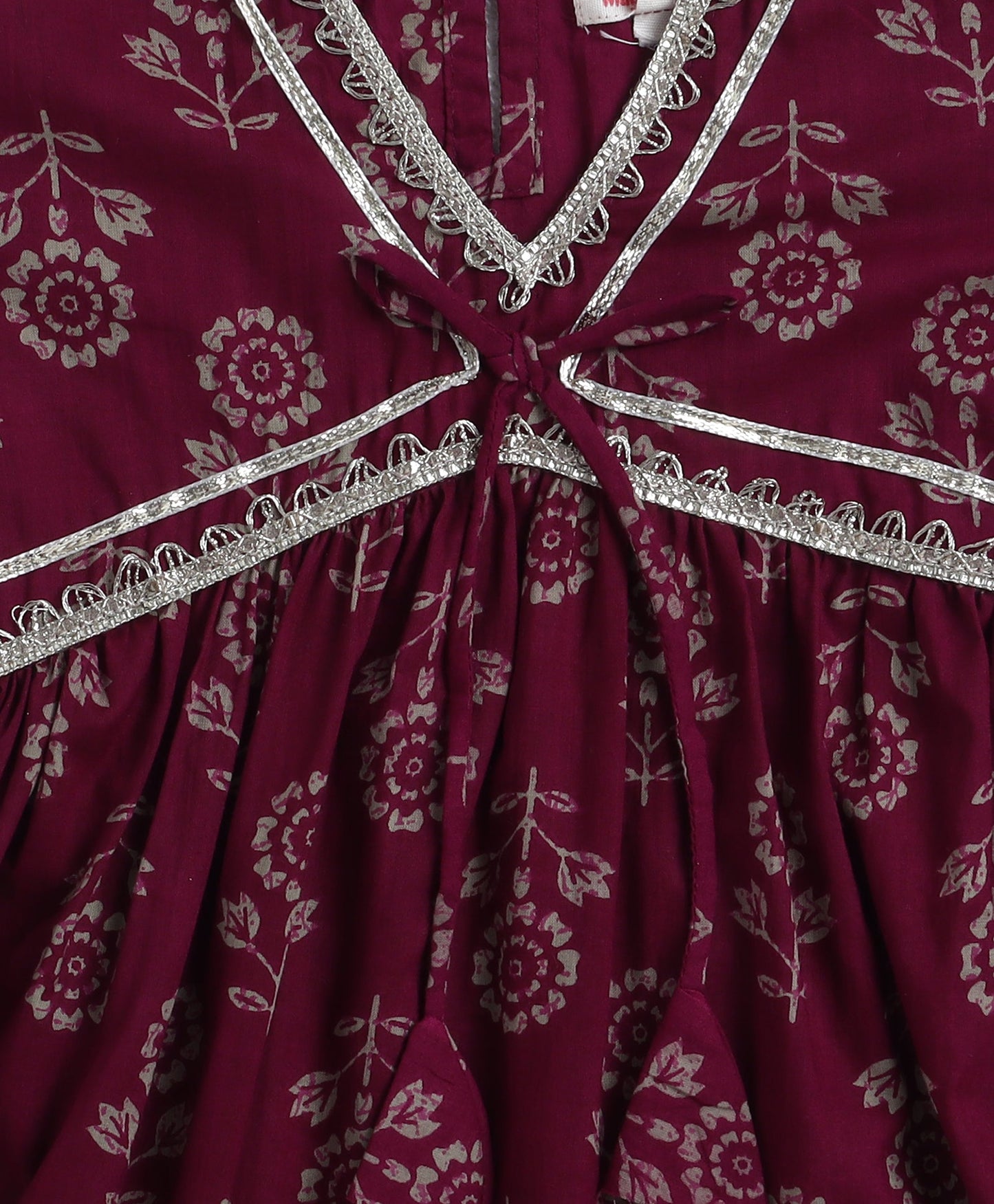 The Magic Wand Cotton Woven Half Sleeves Floral Printed Kurti & Sharara Set with Dupatta- Wine