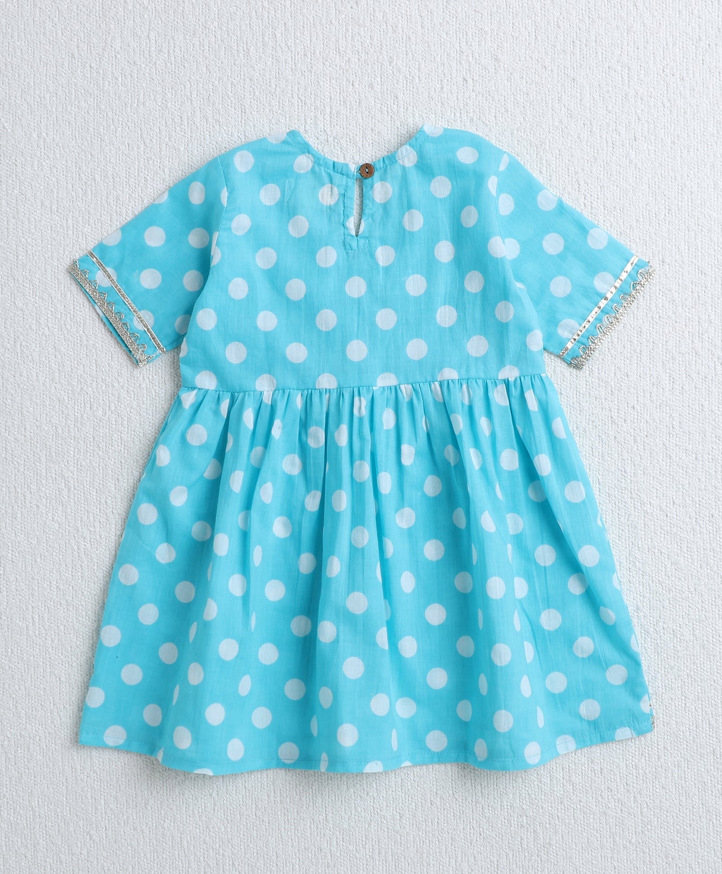 The Magic Wand Cotton Woven Half Sleeves Polka Dots Printed Kurti & Sharara Set with Dupatta- Blue