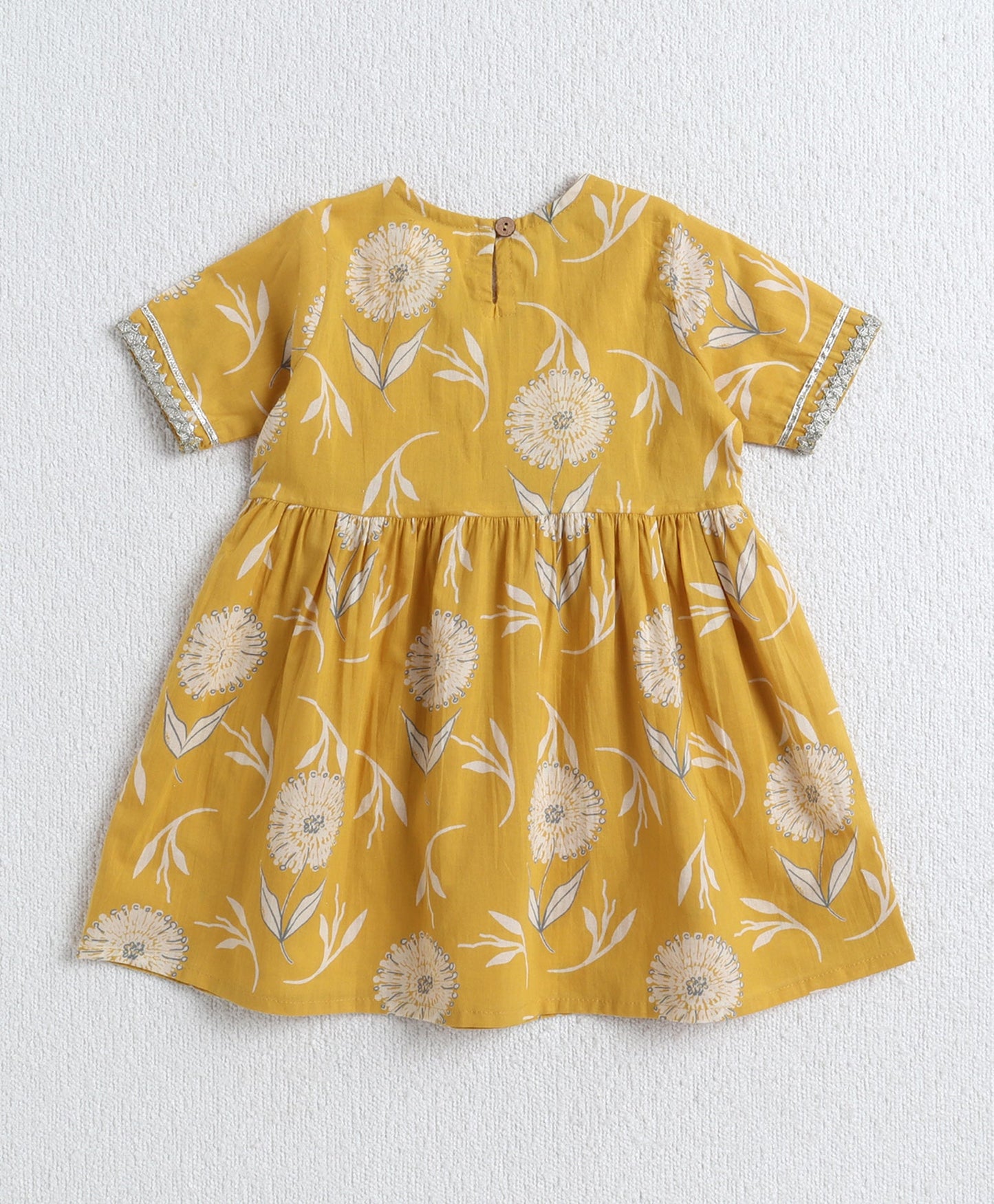 The Magic Wand Cotton Woven Half Sleeves Floral Printed Kurti & Sharara Set with Dupatta- Yellow