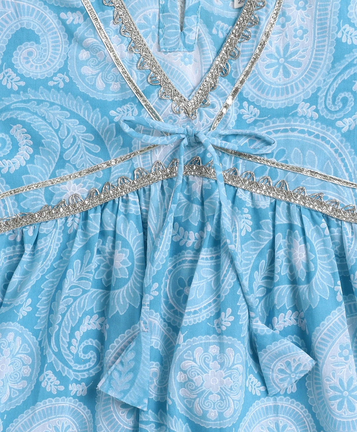 The Magic Wand Cotton Woven Half Sleeves Floral Printed Kurti & Sharara Set with Dupatta- Blue