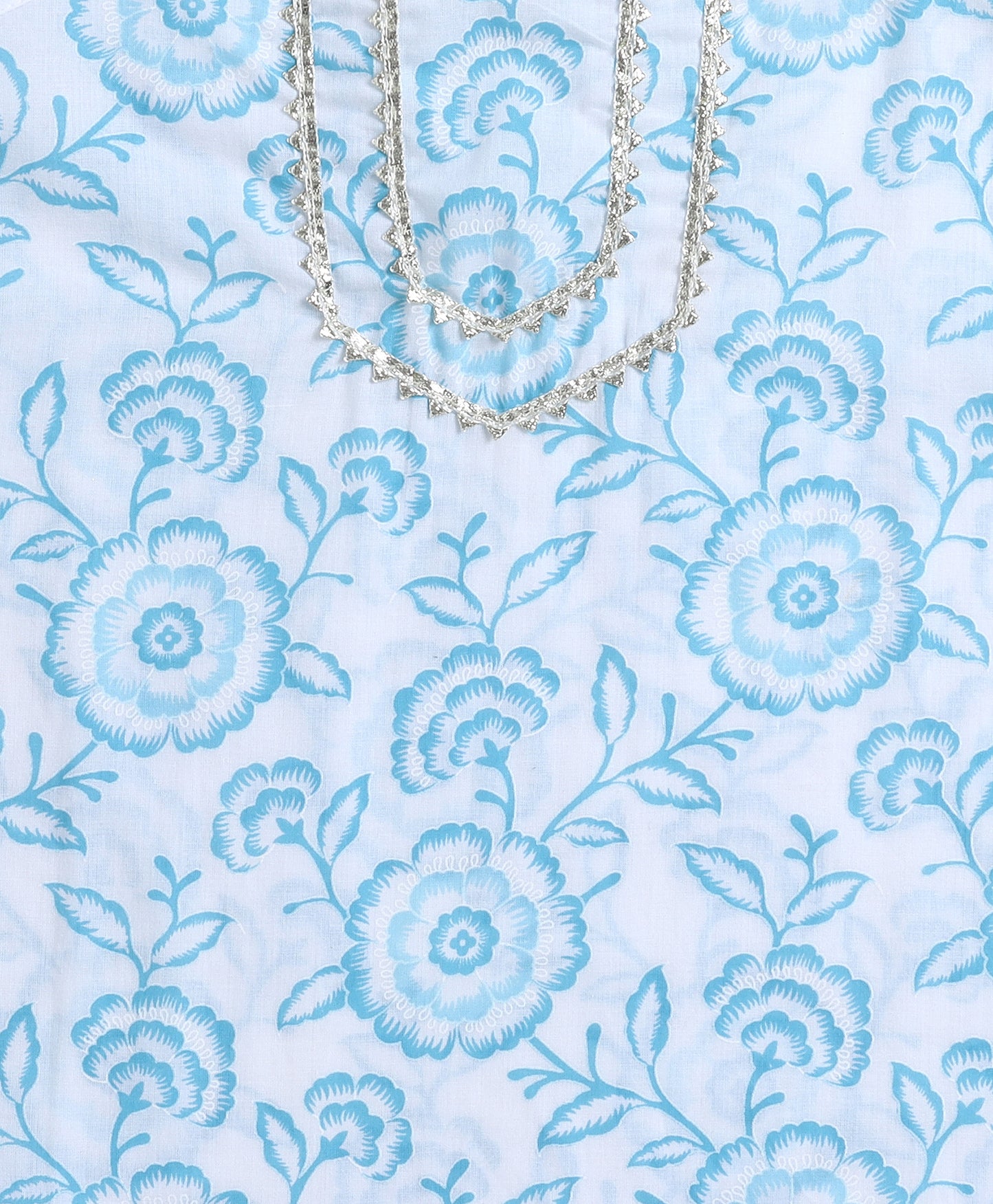 The Magic Wand Cotton Woven Floral Printed Singlet Kurta Sets - Blue