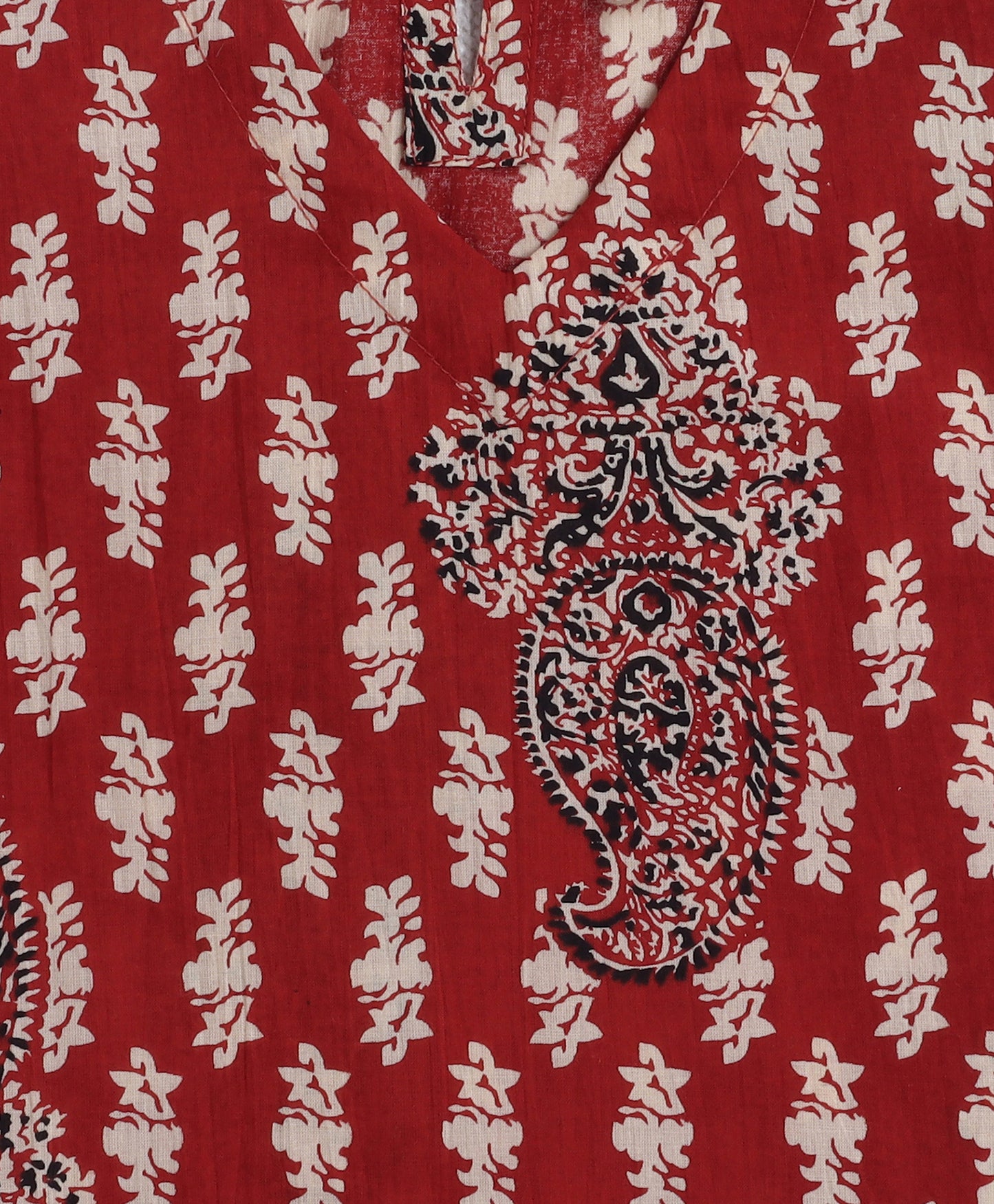 Cotton Woven Three Fourth Sleeves AII Over Printed Top and Bottom Set- Maroon