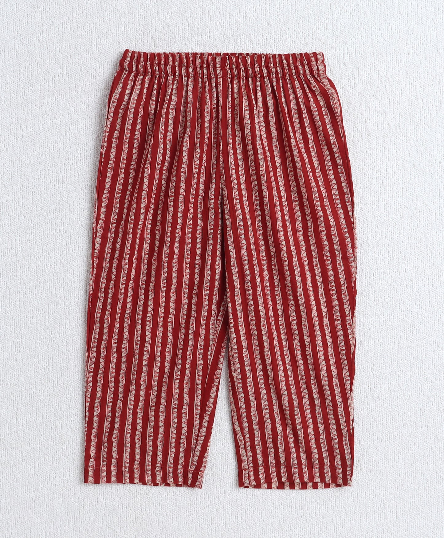 Cotton Woven Three Fourth Sleeves AII Over Printed Top and Bottom Set- Maroon