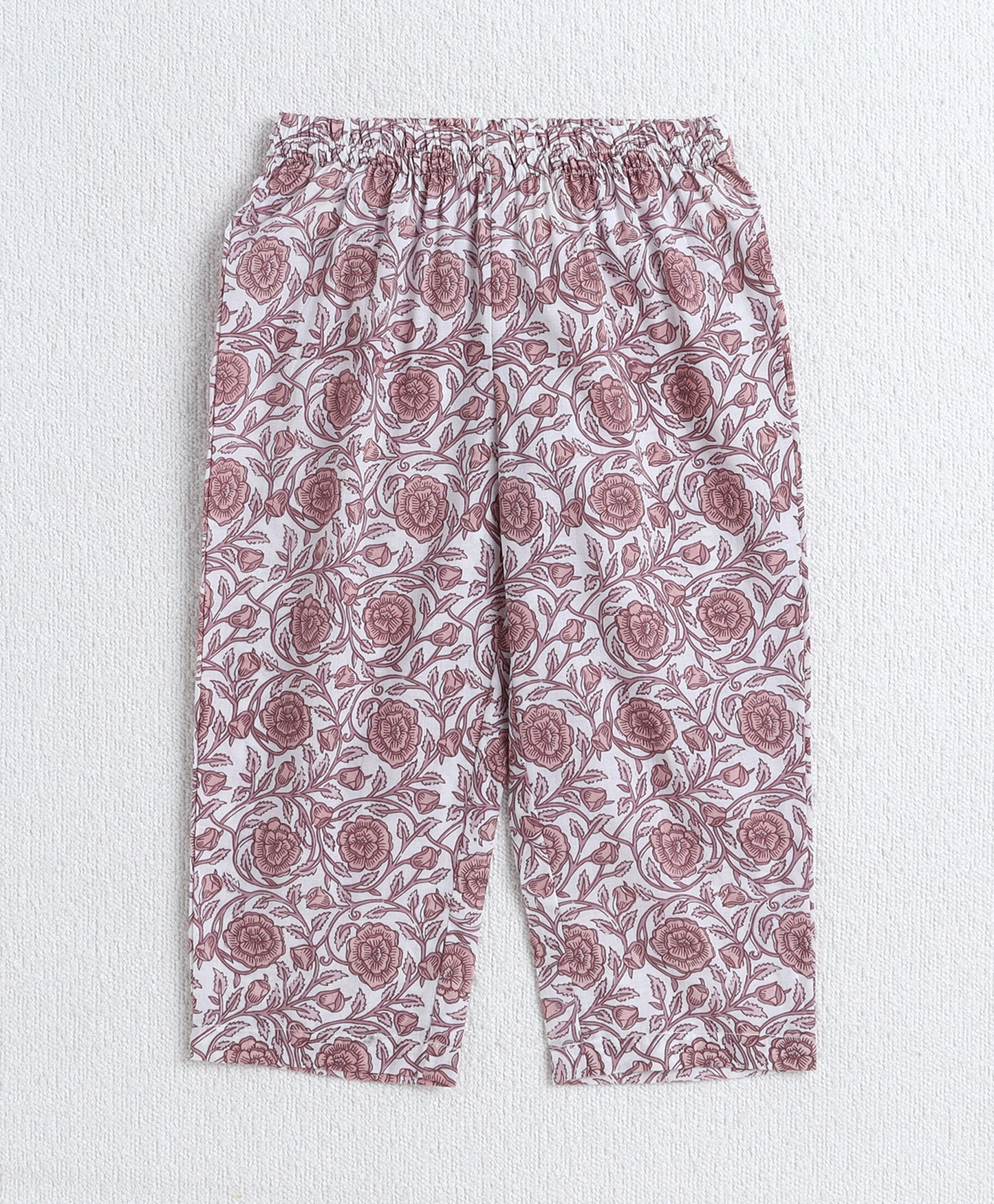 The Magic Wand Cotton Woven Three Fourth Sleeves AII Over Printed Top and Bottom Set- Off White