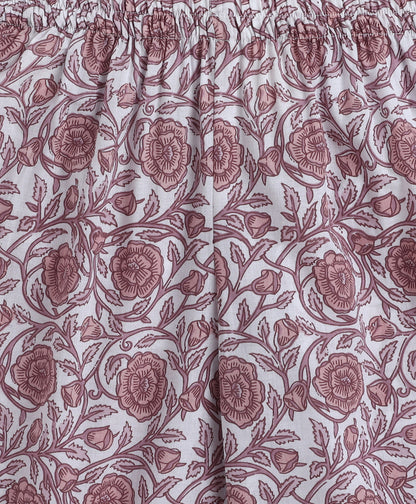 The Magic Wand Cotton Woven Three Fourth Sleeves AII Over Printed Top and Bottom Set- Off White