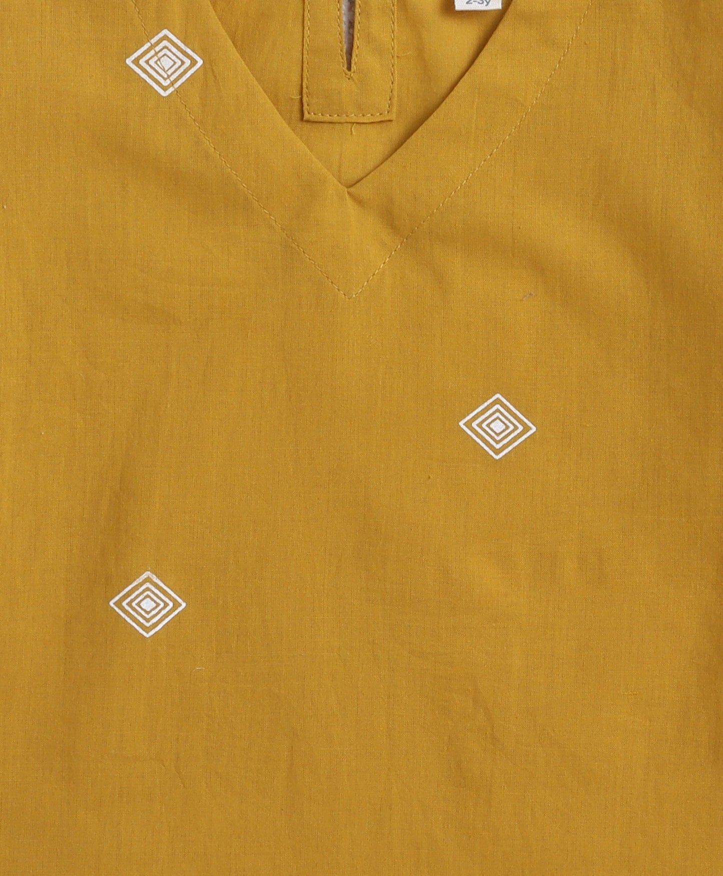 Cotton Woven Three Fourth Sleeves AII Over Printed Top and Bottom Set- Mustard