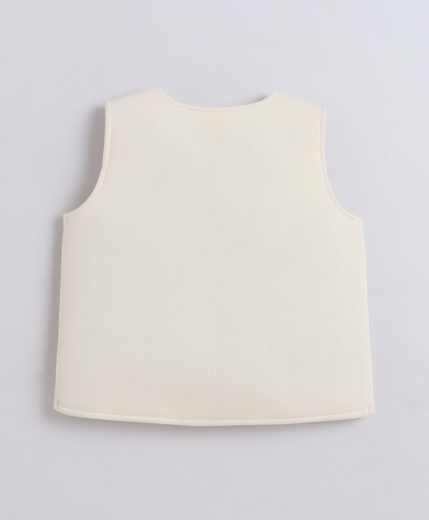  The Magic Wand Woven Waist Coat Top & Pleated Skirt With Bow Applique - Off White