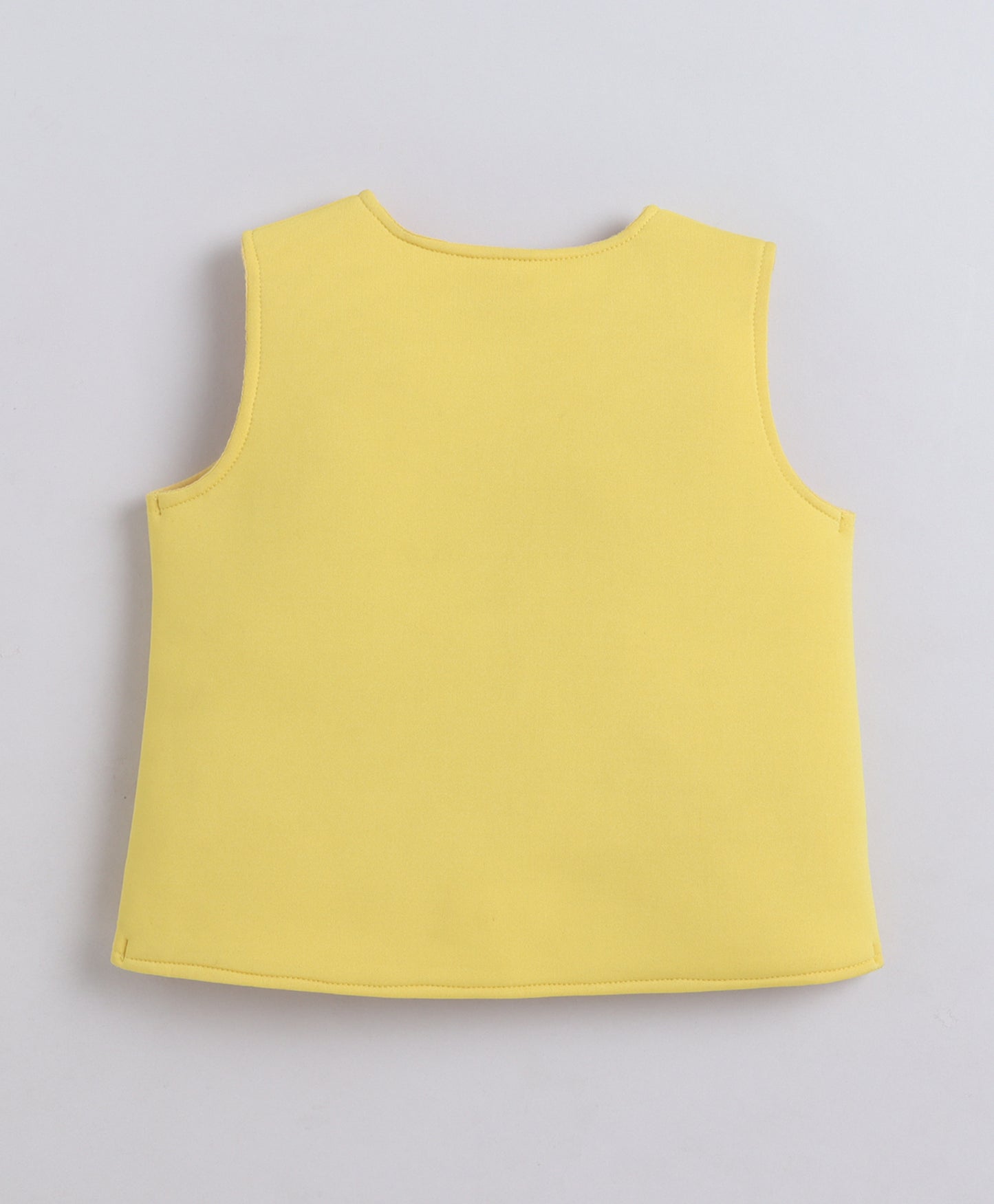  The Magic Wand Woven Waist Coat Top & Pleated Skirt With Bow Applique - Yellow