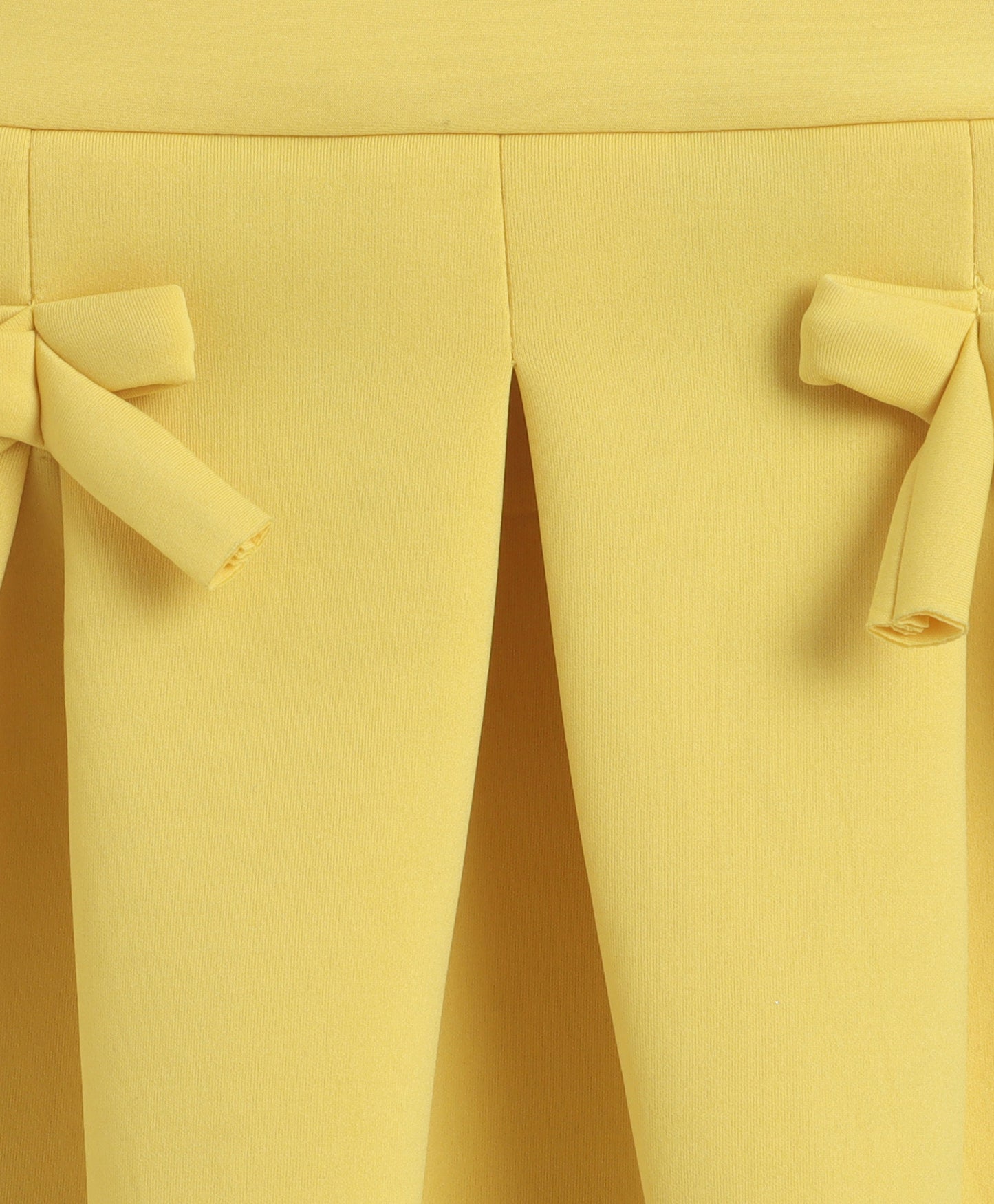  The Magic Wand Woven Waist Coat Top & Pleated Skirt With Bow Applique - Yellow