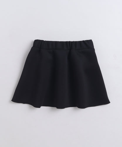  The Magic Wand Woven Waist Coat Top & Pleated Skirt With Bow Applique - Black