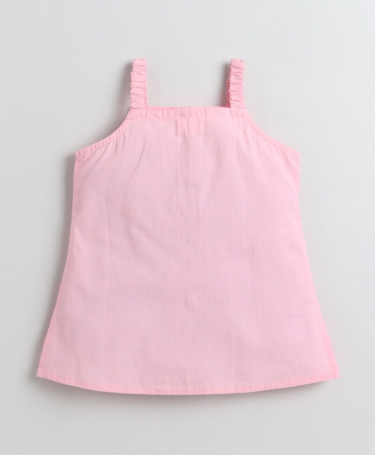 The Magic Wand Cotton Woven Solid Sleeveless Curvy Hem Top And Shorts Set - Pink