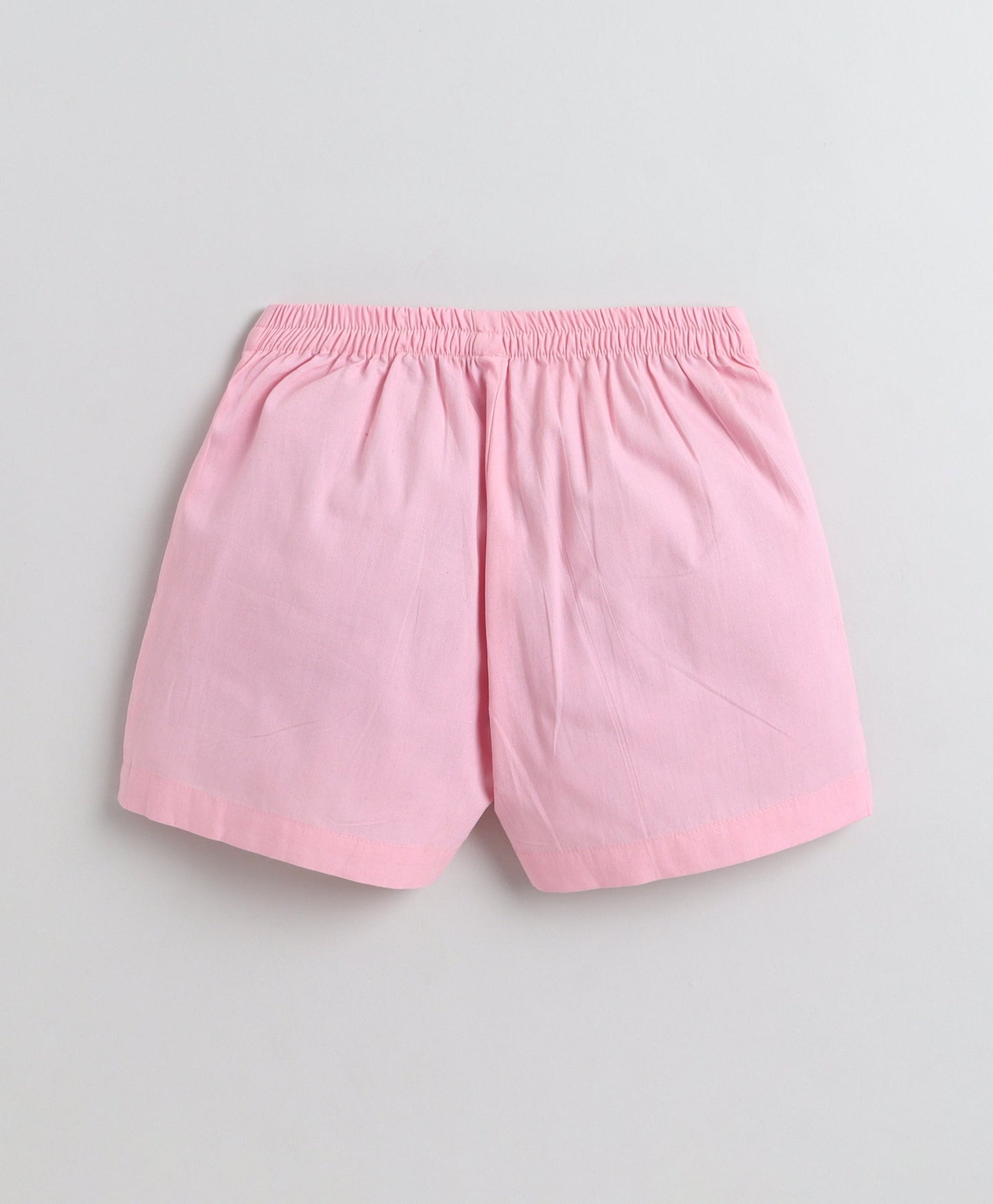 The Magic Wand Cotton Woven Solid Sleeveless Curvy Hem Top And Shorts Set - Pink