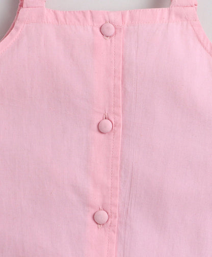 The Magic Wand Cotton Woven Solid Sleeveless Curvy Hem Top And Shorts Set - Pink