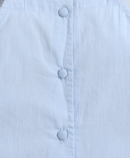 The Magic Wand Cotton Woven Solid Sleeveless Curvy Hem Top And Shorts Set - Blue