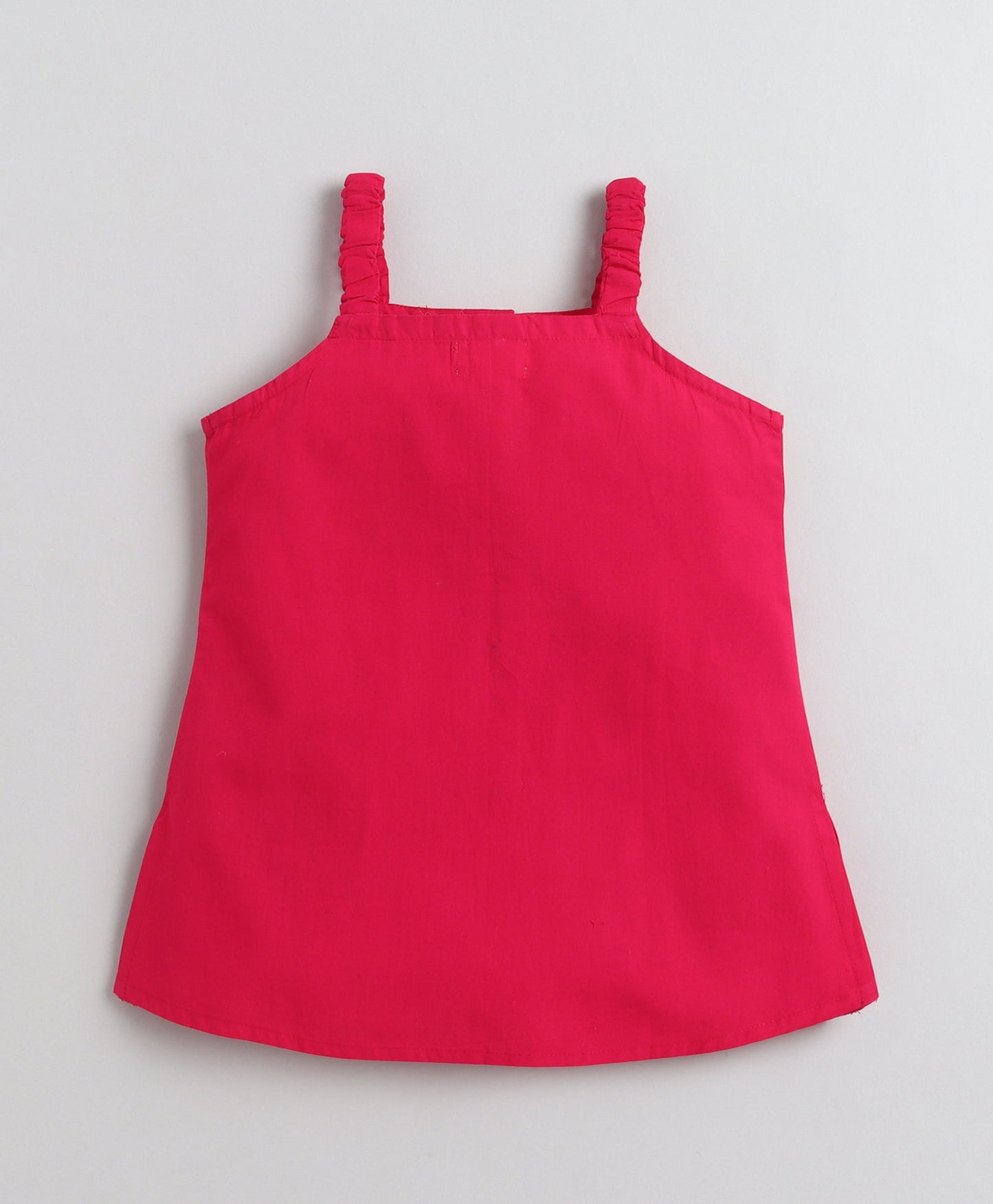 The Magic Wand Cotton Woven Solid Sleeveless Curvy Hem Top And Shorts Set - Fuchsia