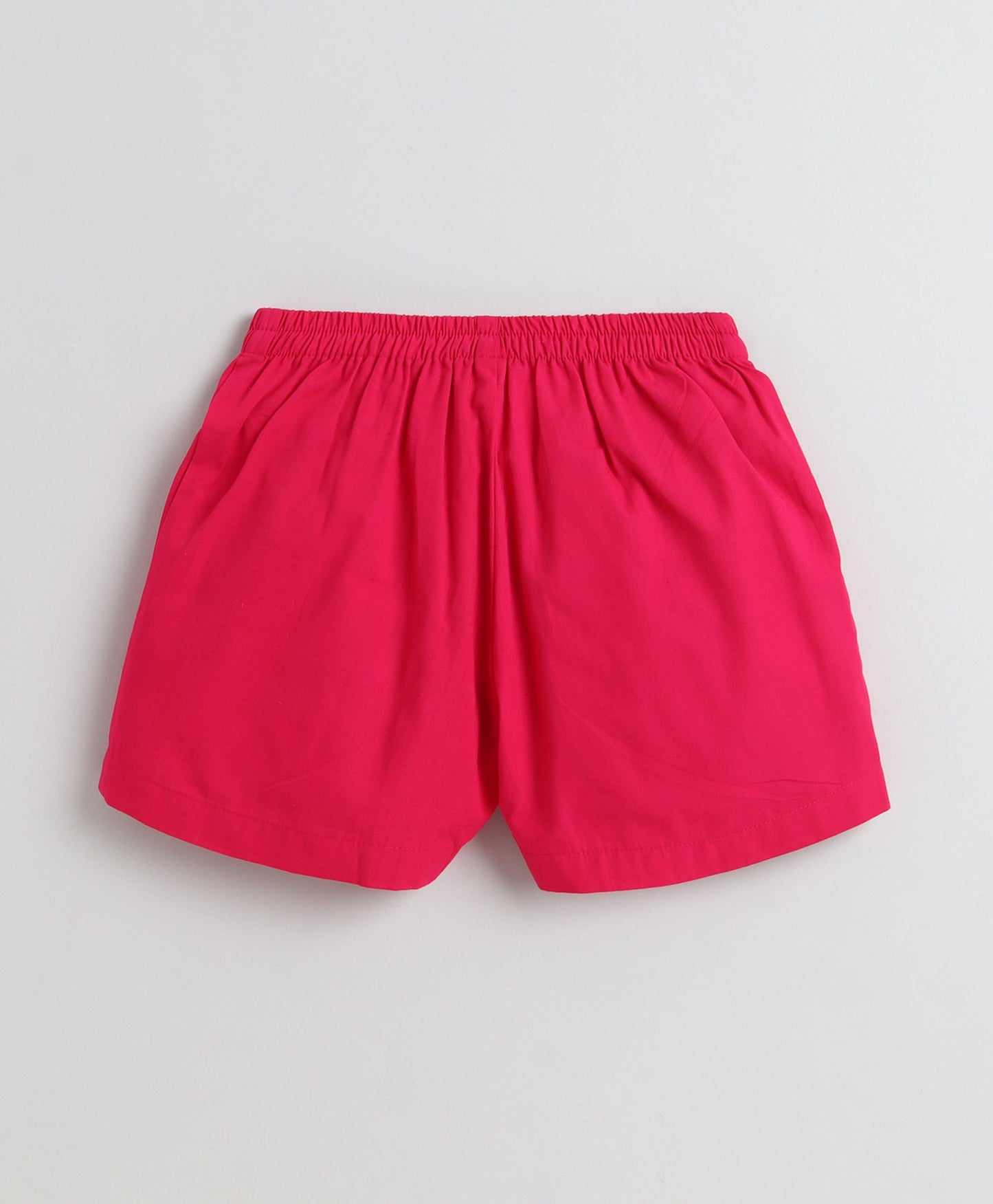The Magic Wand Cotton Woven Solid Sleeveless Curvy Hem Top And Shorts Set - Fuchsia