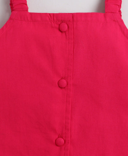 The Magic Wand Cotton Woven Solid Sleeveless Curvy Hem Top And Shorts Set - Fuchsia