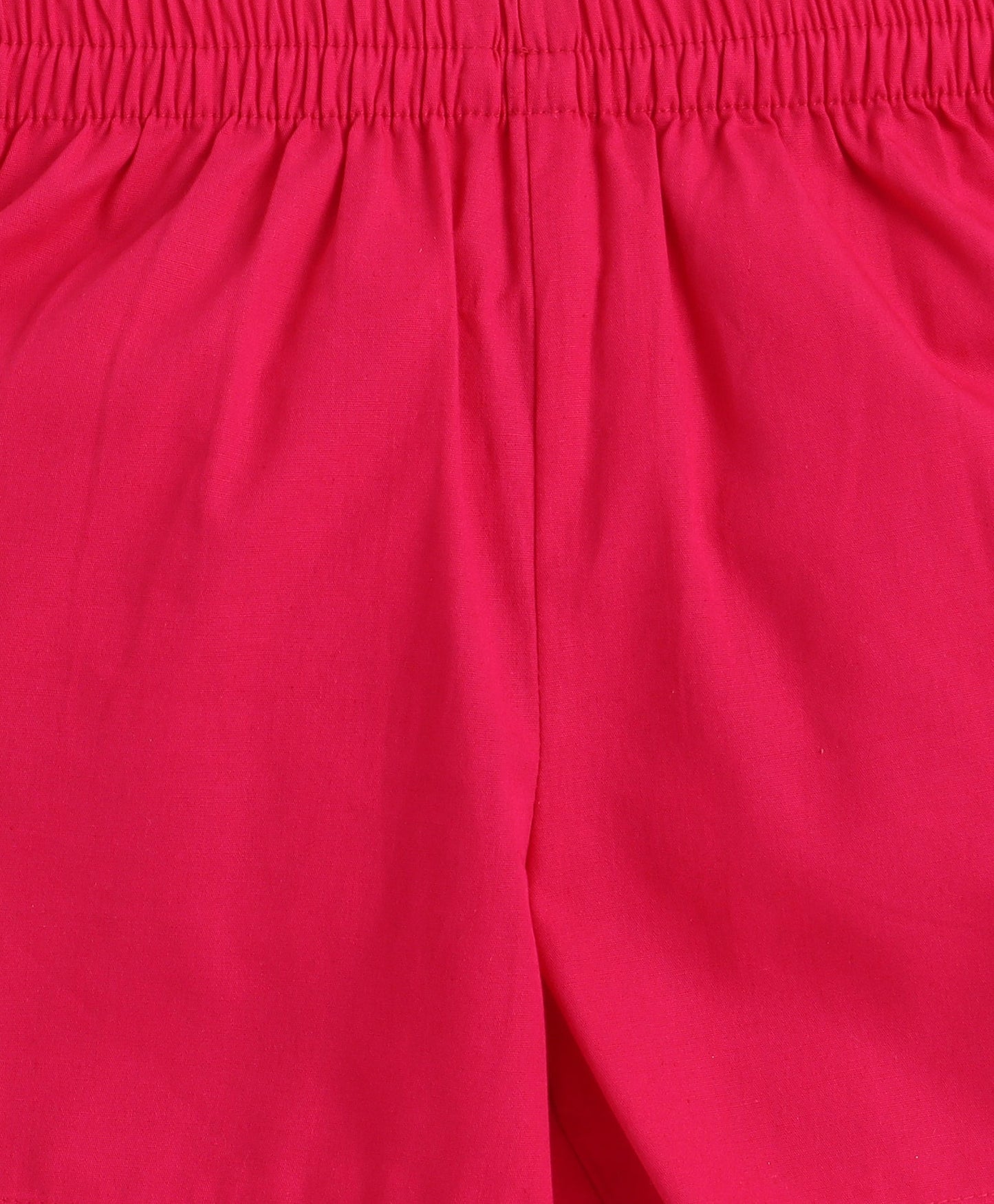 The Magic Wand Cotton Woven Solid Sleeveless Curvy Hem Top And Shorts Set - Fuchsia