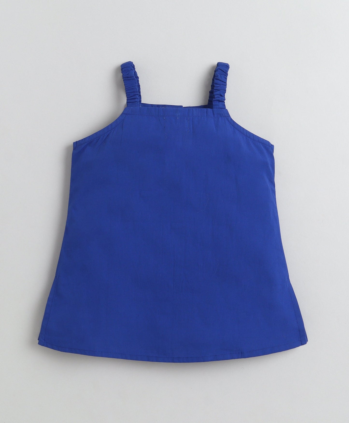 The Magic Wand Cotton Woven Solid Sleeveless Curvy Hem Top And Shorts Set - Royal Blue