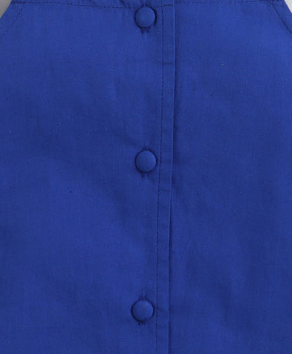 The Magic Wand Cotton Woven Solid Sleeveless Curvy Hem Top And Shorts Set - Royal Blue