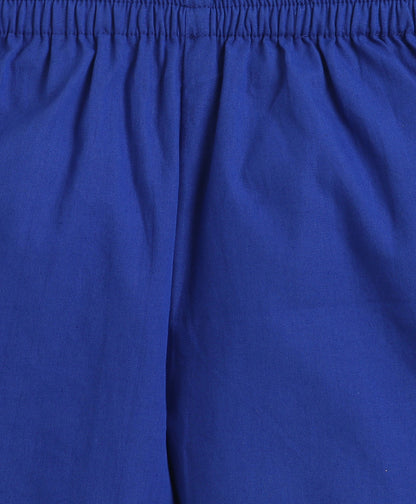 The Magic Wand Cotton Woven Solid Sleeveless Curvy Hem Top And Shorts Set - Royal Blue