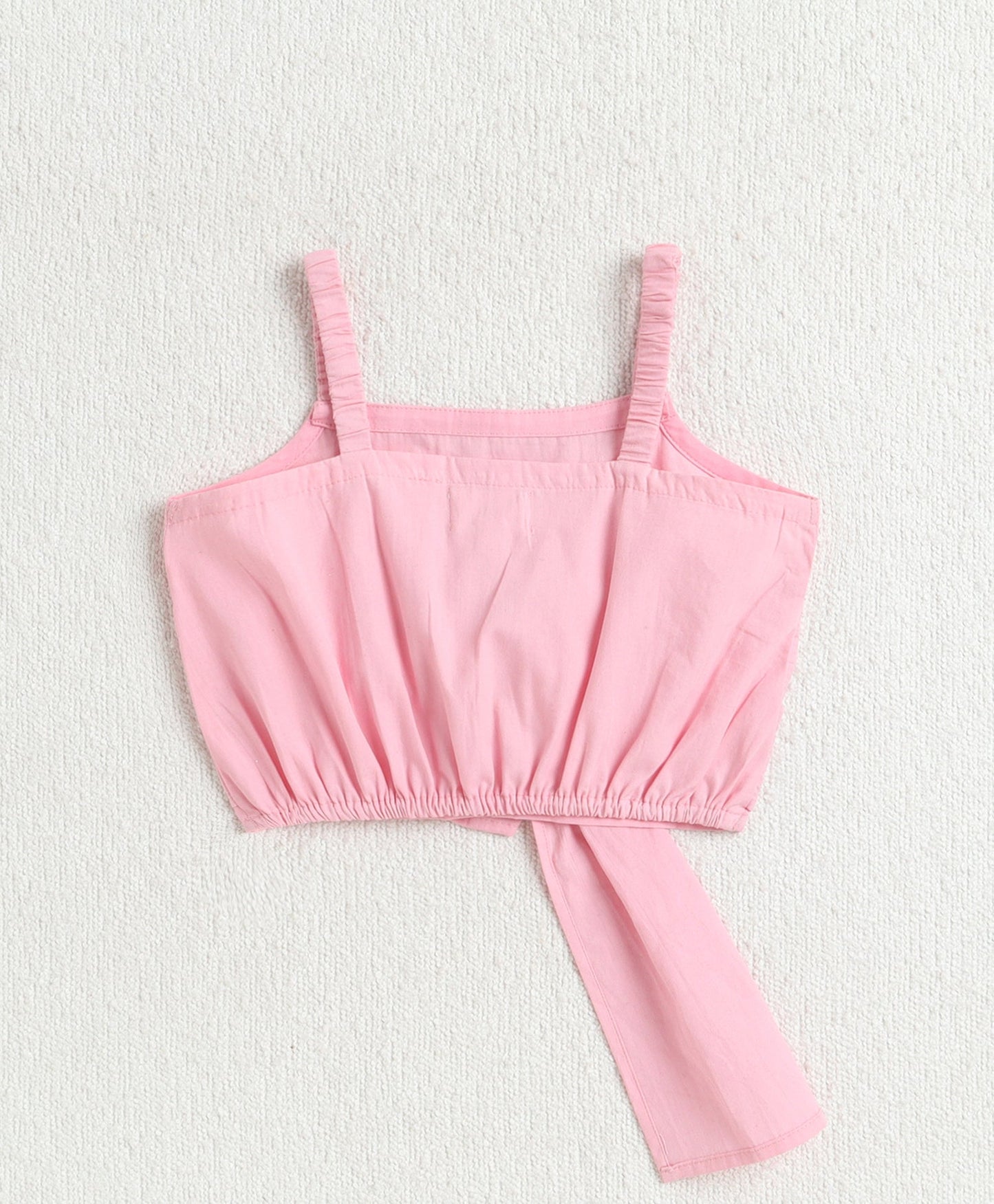 The Magic Wand Cotton Woven Solid Sleeveless Statement Front Bow Top And Pants Set - Pink