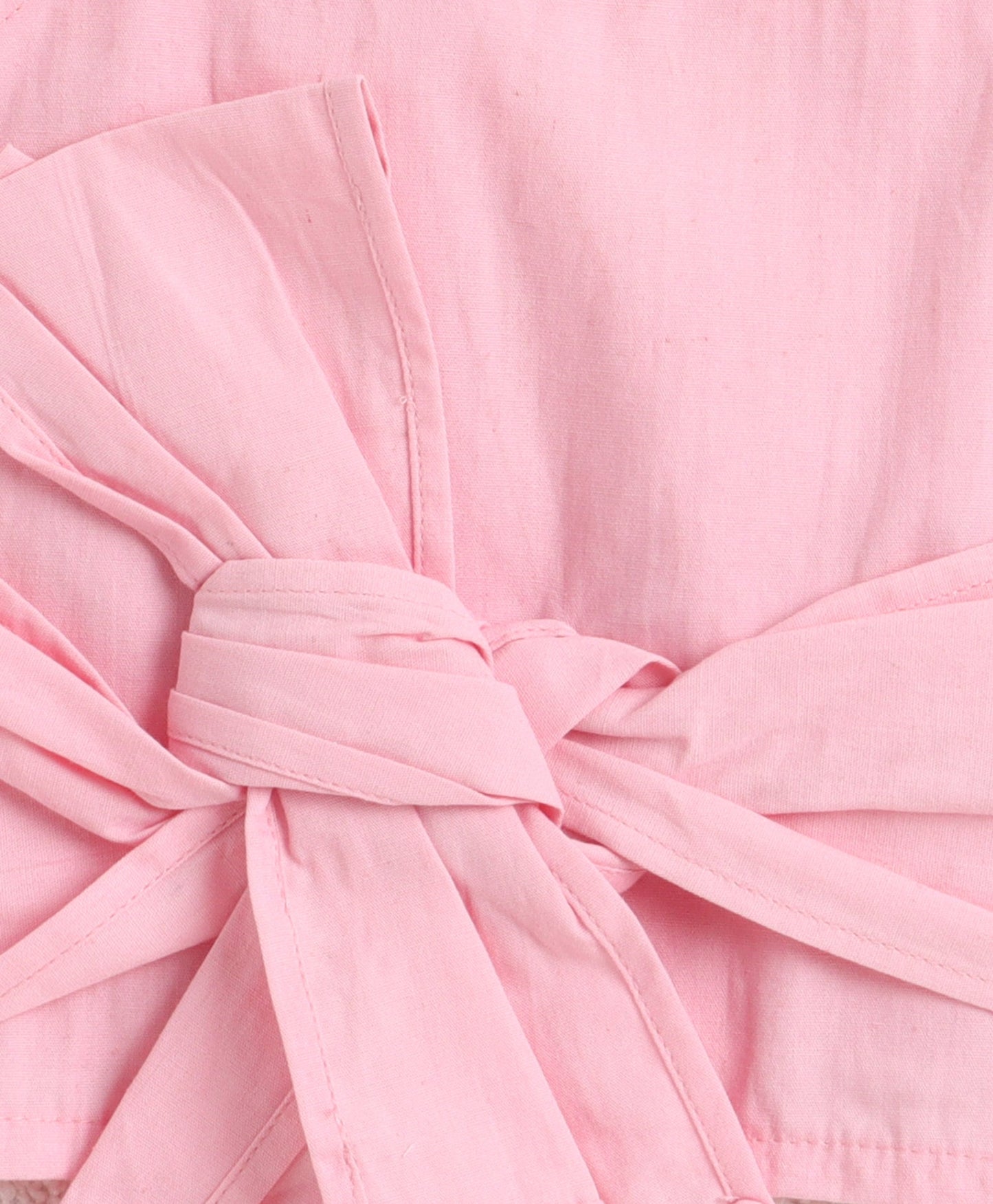 The Magic Wand Cotton Woven Solid Sleeveless Statement Front Bow Top And Pants Set - Pink