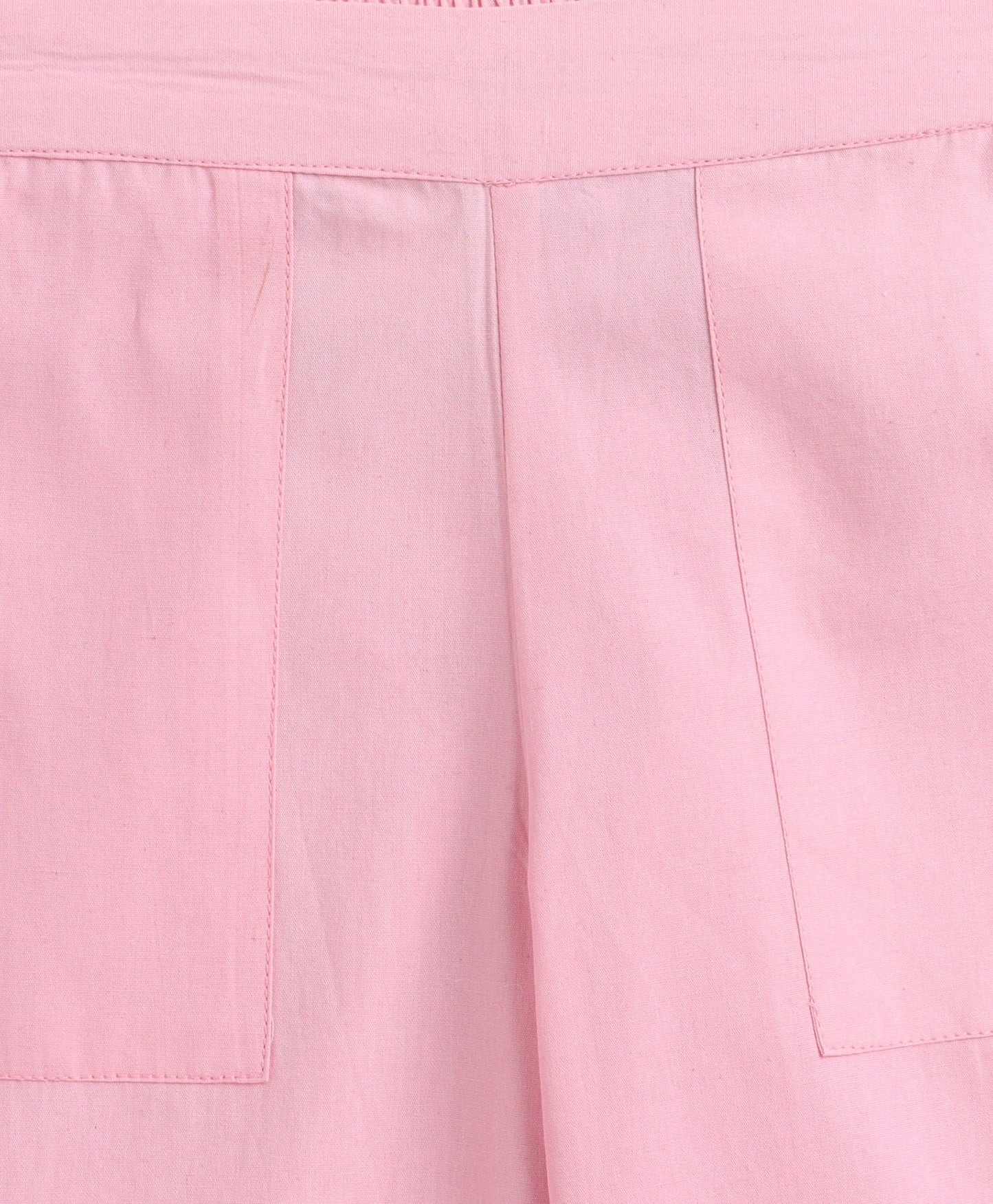 The Magic Wand Cotton Woven Solid Sleeveless Statement Front Bow Top And Pants Set - Pink