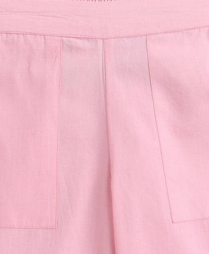 The Magic Wand Cotton Woven Solid Sleeveless Statement Front Bow Top And Pants Set - Pink