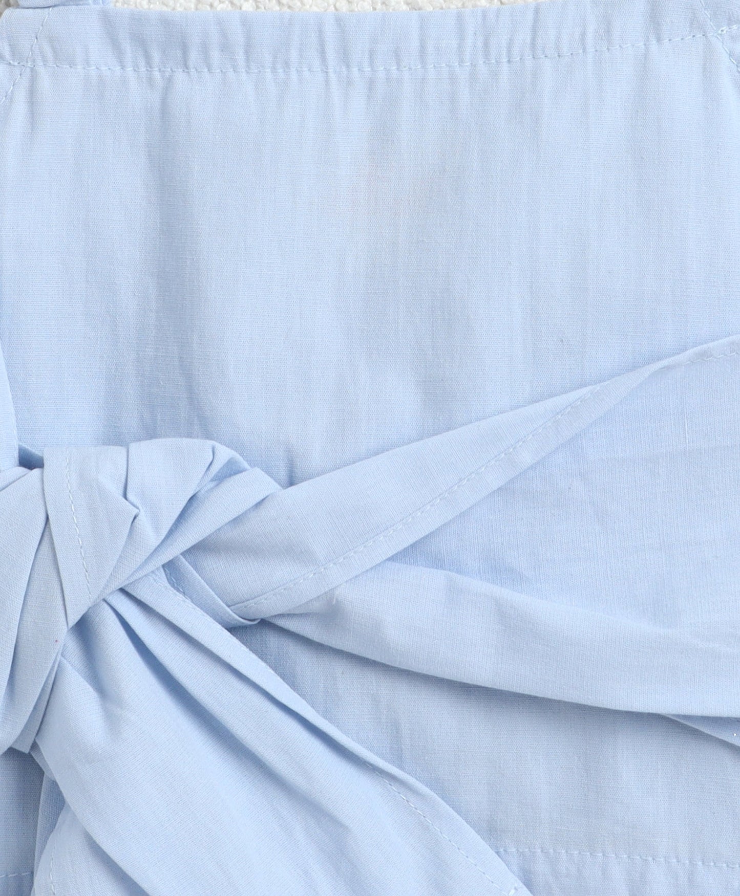 The Magic Wand Cotton Woven Solid Sleeveless Statement Front Bow Top And Pants Set - Blue