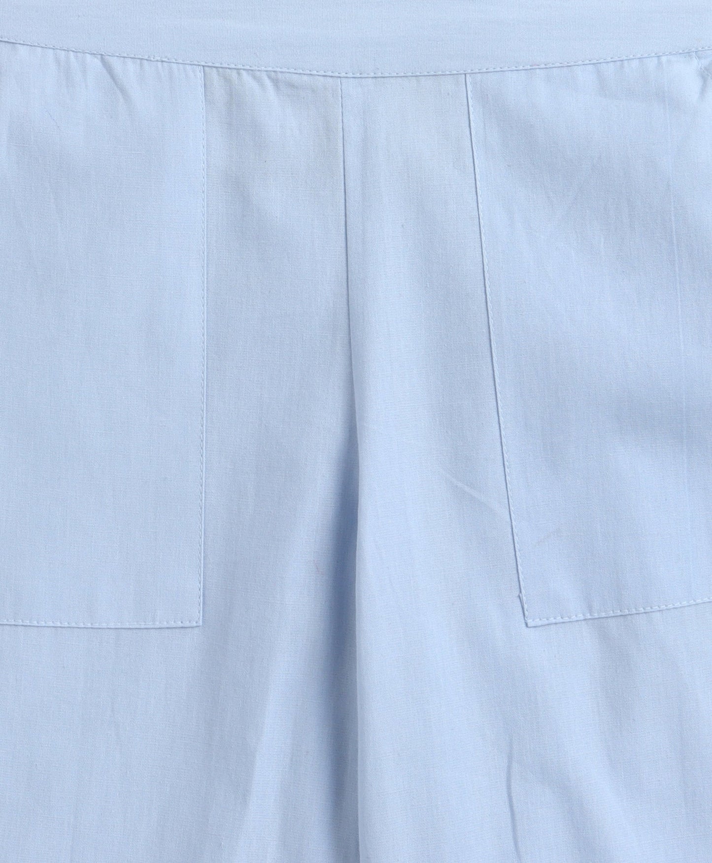 The Magic Wand Cotton Woven Solid Sleeveless Statement Front Bow Top And Pants Set - Blue