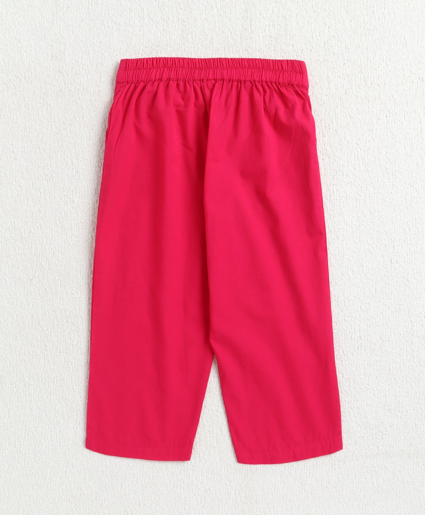 The Magic Wand Cotton Woven Solid Sleeveless Statement Front Bow Top And Pants Set - Fuchsia