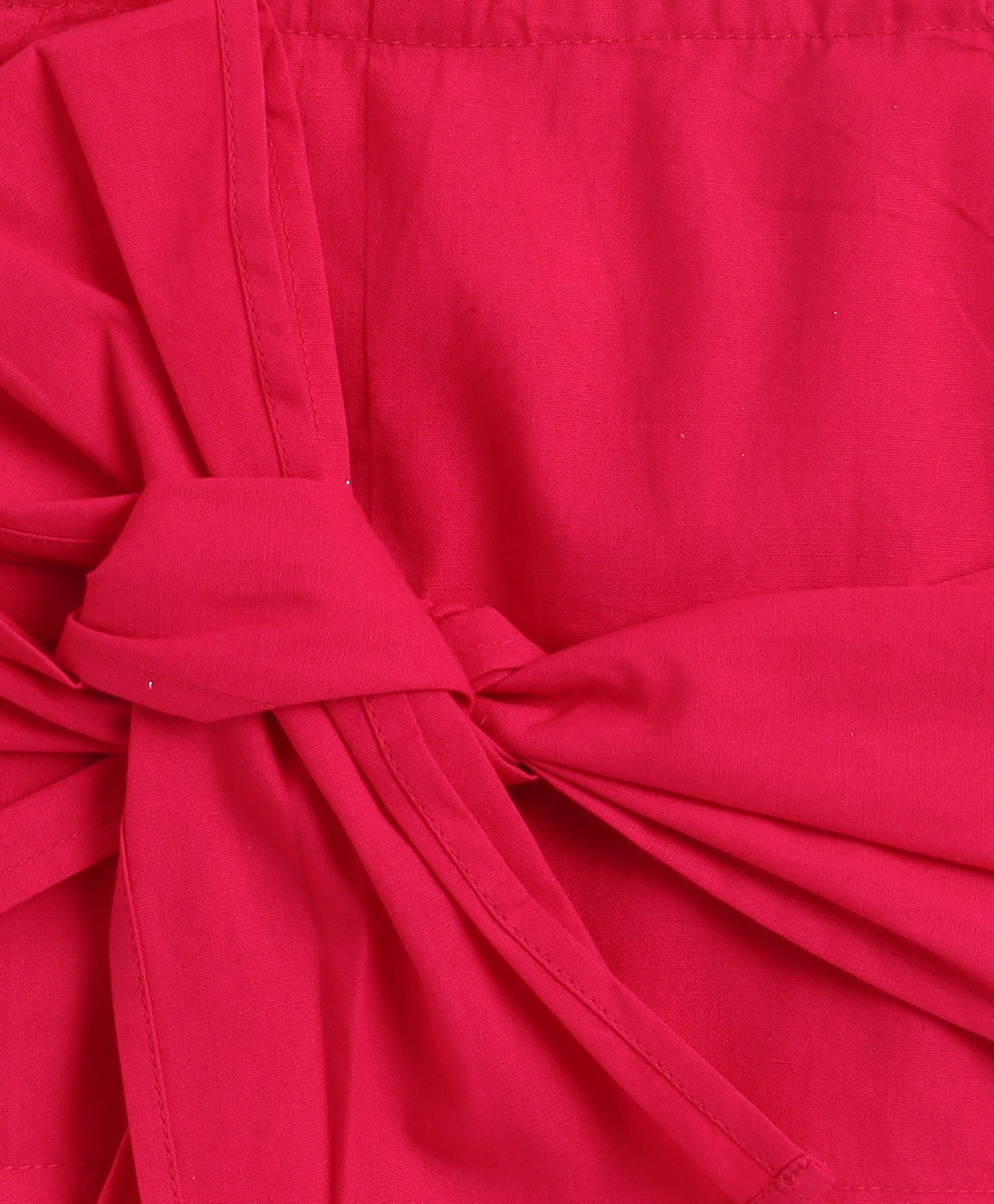 The Magic Wand Cotton Woven Solid Sleeveless Statement Front Bow Top And Pants Set - Fuchsia