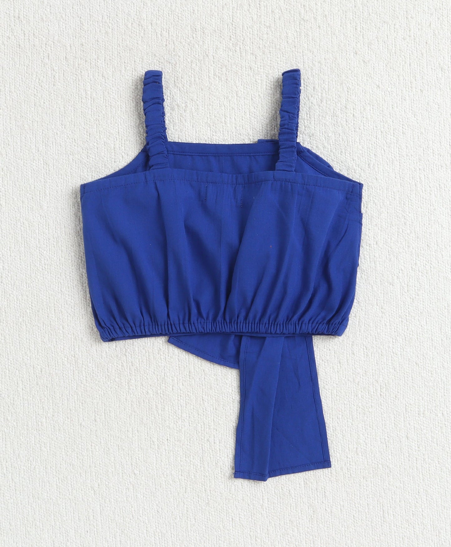The Magic Wand Cotton Woven Solid Sleeveless Statement Front Bow Top And Pants Set - Royal Blue