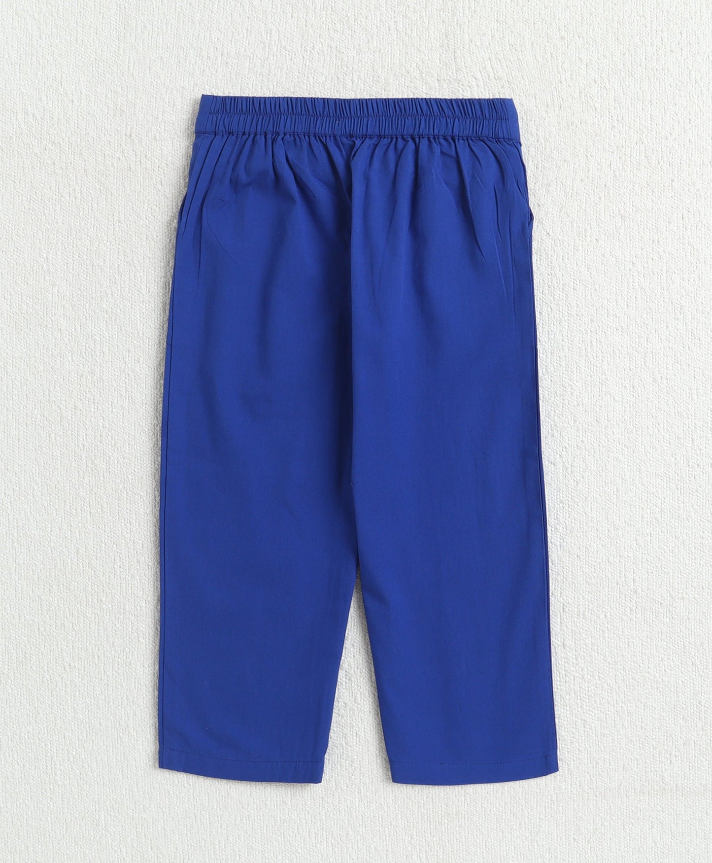 The Magic Wand Cotton Woven Solid Sleeveless Statement Front Bow Top And Pants Set - Royal Blue