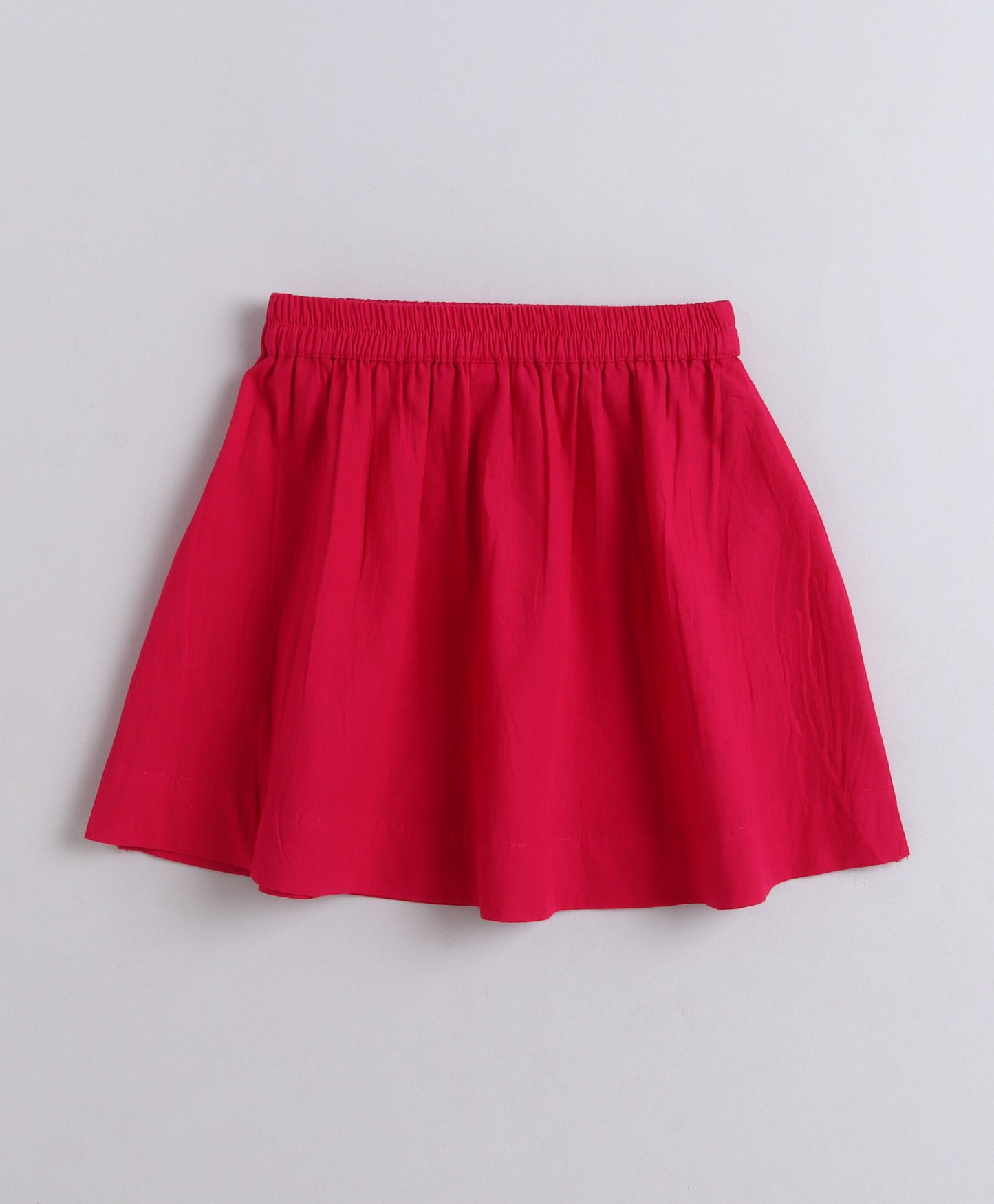 The Magic Wand Cotton Woven Ruffle Sleeves Ric Rac Gathered Top And Skirt Set - Fuchsia
