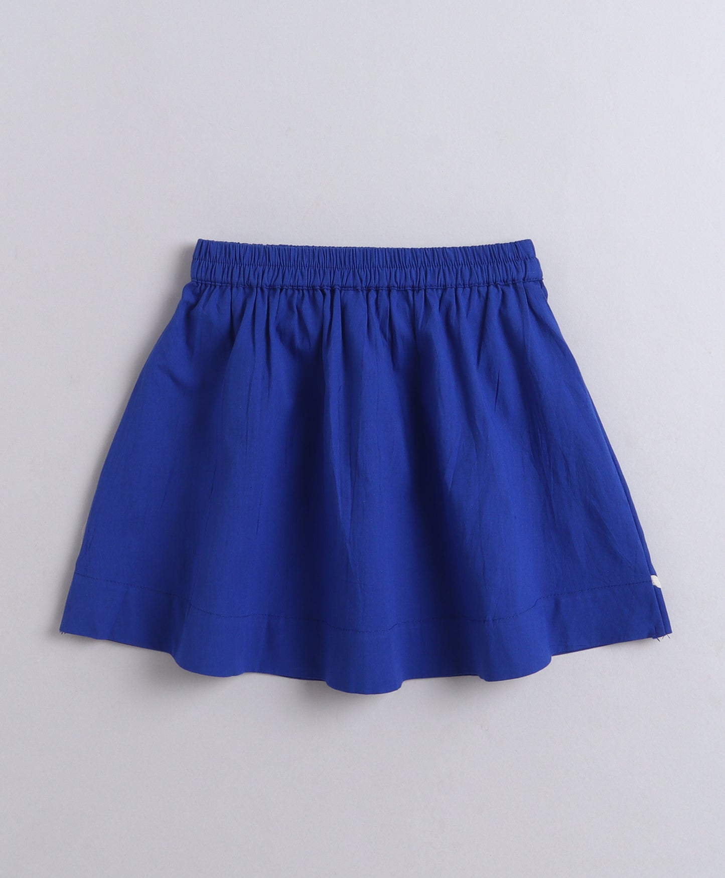 The Magic Wand Cotton Woven Ruffle Sleeves Ric Rac Gathered Top And Skirt Set - Royal Blue