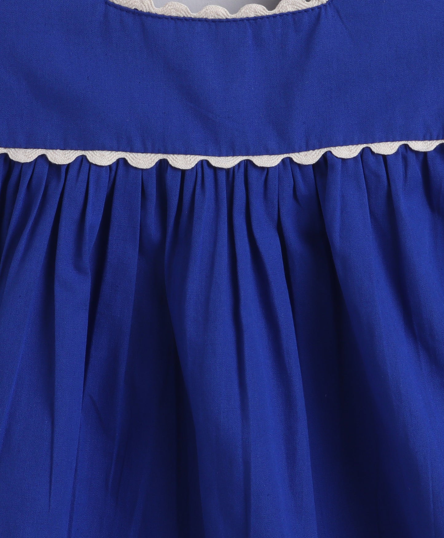 The Magic Wand Cotton Woven Ruffle Sleeves Ric Rac Gathered Top And Skirt Set - Royal Blue