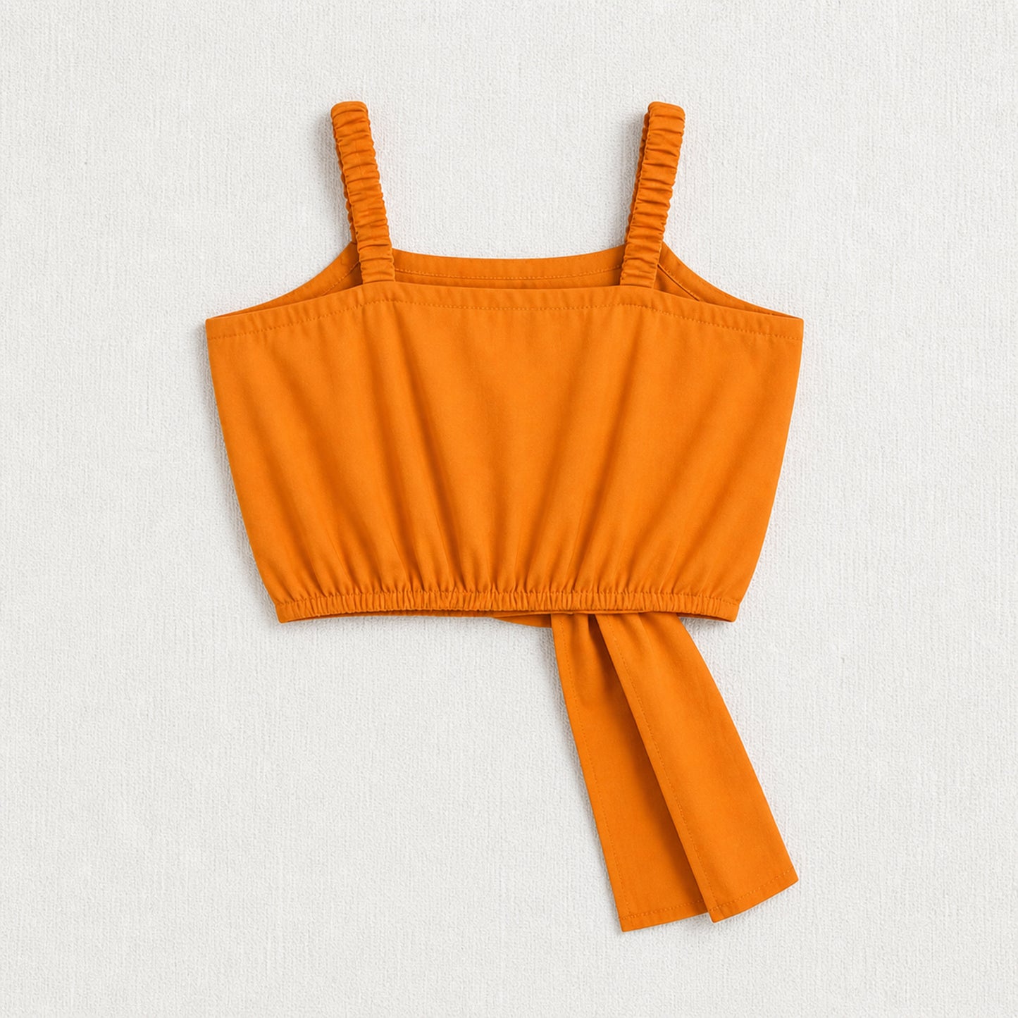 The Magic Wand Cotton Woven Solid Sleeveless Statement Front Bow Top And Pants Set - Orange