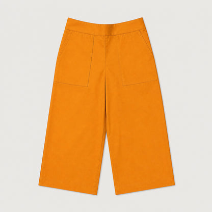 The Magic Wand Cotton Woven Solid Sleeveless Statement Front Bow Top And Pants Set - Orange