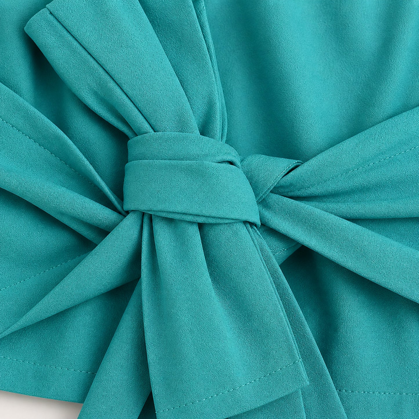 The Magic Wand Cotton Woven Solid Sleeveless Statement Front Bow Top And Pants Set - Turquoise