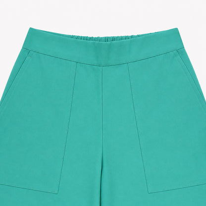 The Magic Wand Cotton Woven Solid Sleeveless Statement Front Bow Top And Pants Set - Turquoise