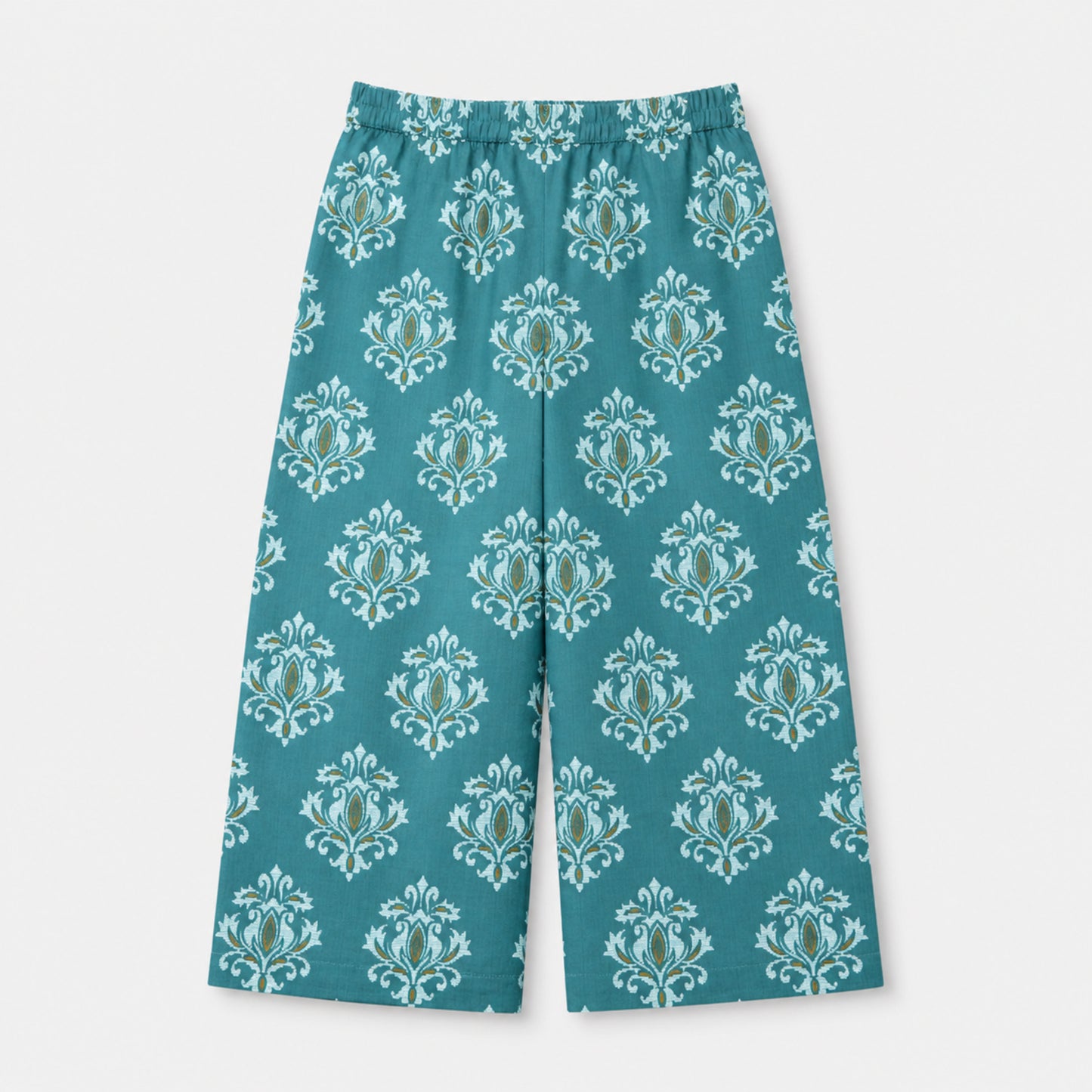 The Magic Wand Cotton Woven Sleeveless Floral Printed Waistcoat Top And Pant Set - Sea Green