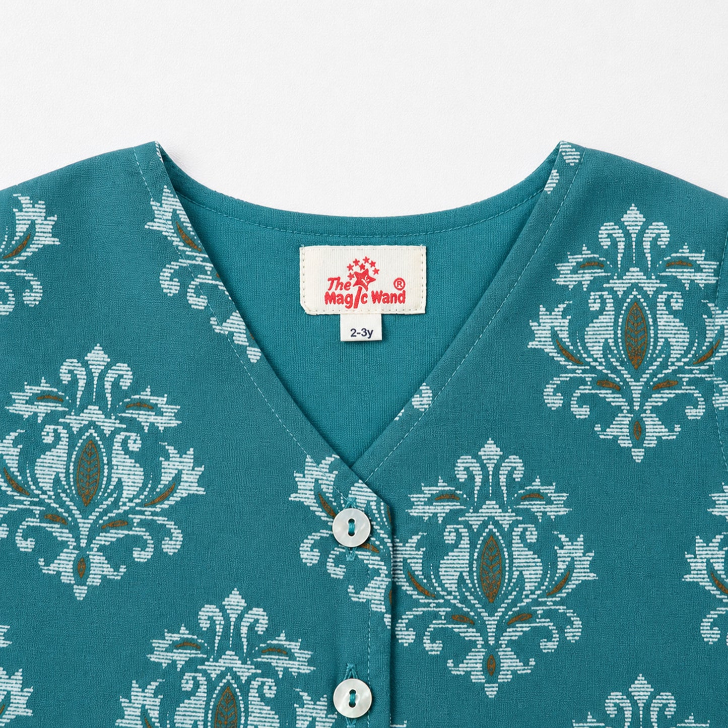 The Magic Wand Cotton Woven Sleeveless Floral Printed Waistcoat Top And Pant Set - Sea Green