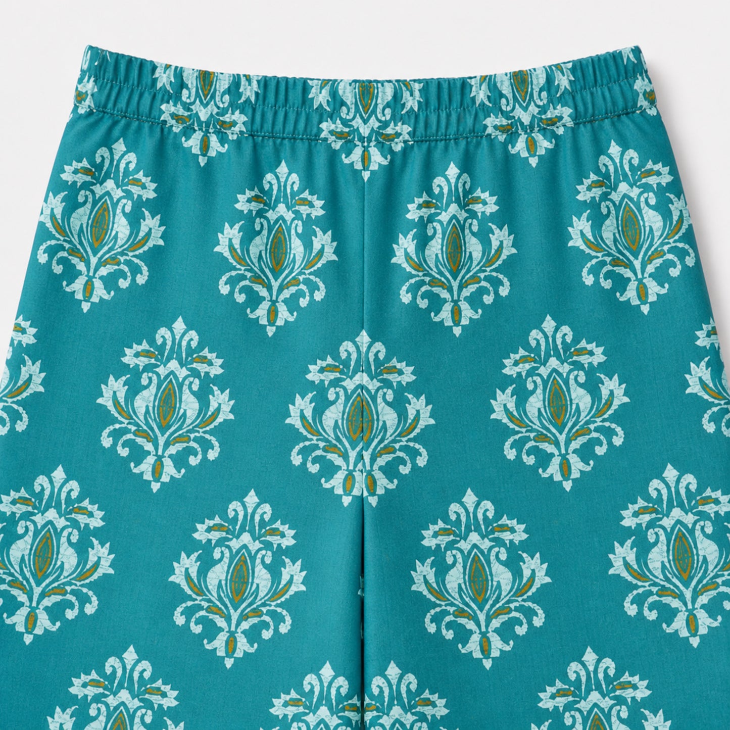 The Magic Wand Cotton Woven Sleeveless Floral Printed Waistcoat Top And Pant Set - Sea Green