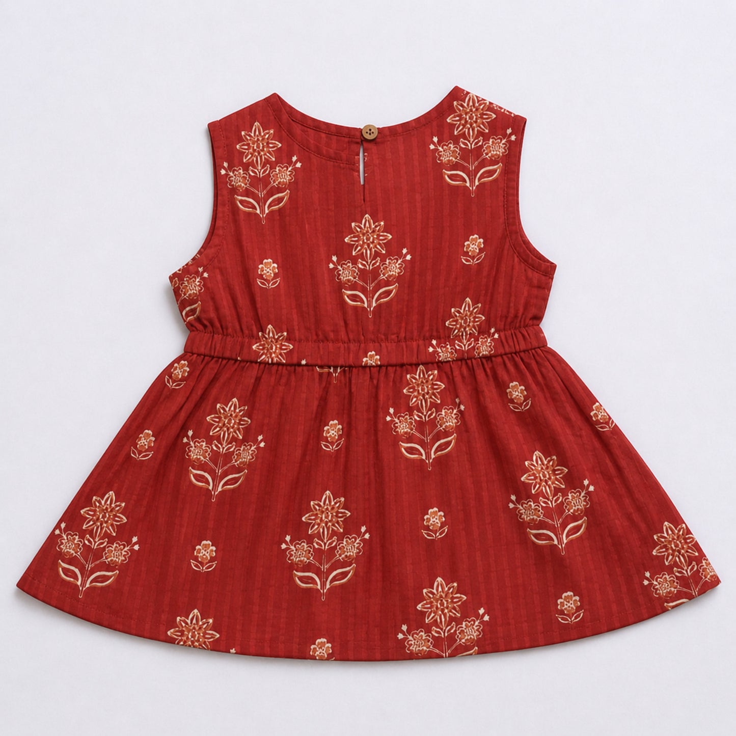 The Magic Wand Cotton Woven Sleeveless Floral Printed Peplum Top And Shorts Set - Rust