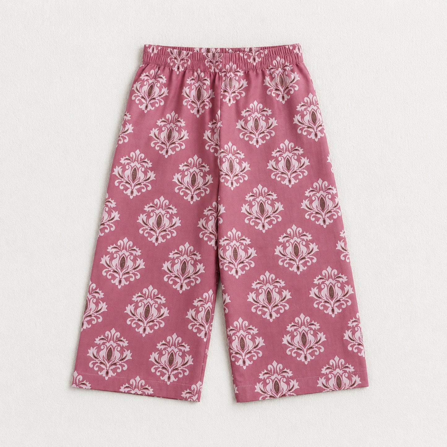 The Magic Wand Cotton Woven Sleeveless Floral Printed Waistcoat Top And Pant Set - Pink