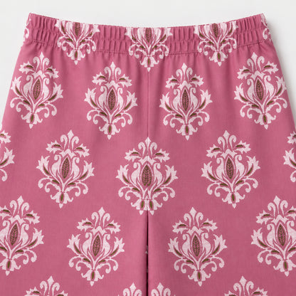 The Magic Wand Cotton Woven Sleeveless Floral Printed Waistcoat Top And Pant Set - Pink
