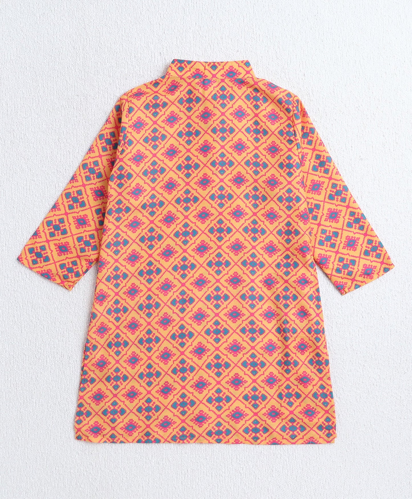 Woven Full Sleeves Digital Printed Kurta and Pyjama Set - Yellow